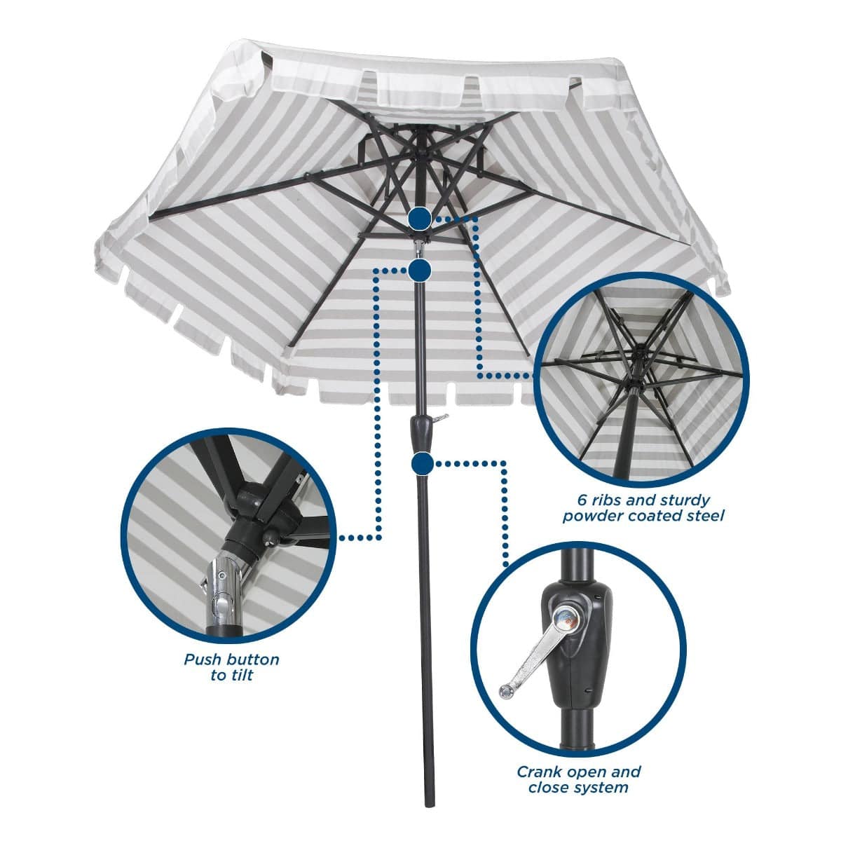 Novogratz Connie Outdoor Tilting Parasol Umbrella in Grey - Price Crash Furniture