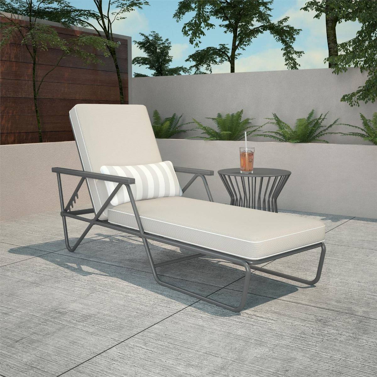 Novogratz Connie Sun Lounger Bed with Rain Cover in Grey - Price Crash Furniture