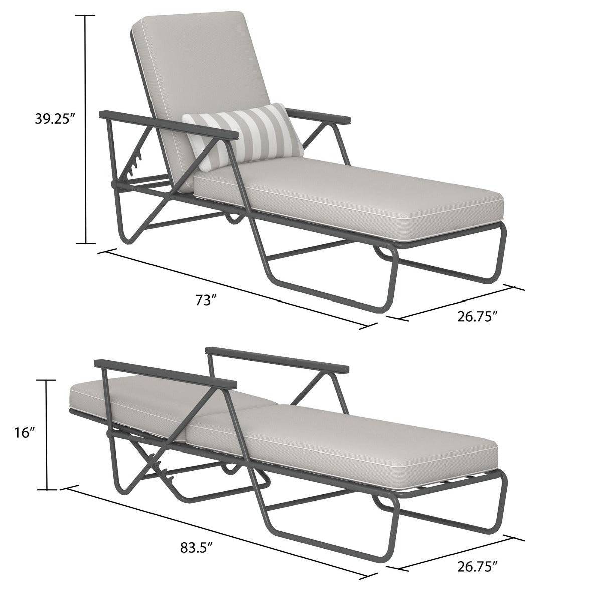 Novogratz Connie Sun Lounger Bed with Rain Cover in Grey - Price Crash Furniture