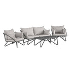 Novogratz Teddi 4 Piece Outdoor Patio Set with Rain Covers in Grey - Price Crash Furniture