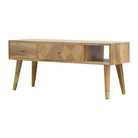 Oak-ish Gold Brass Inlay Media Unit TV Stand - Price Crash Furniture