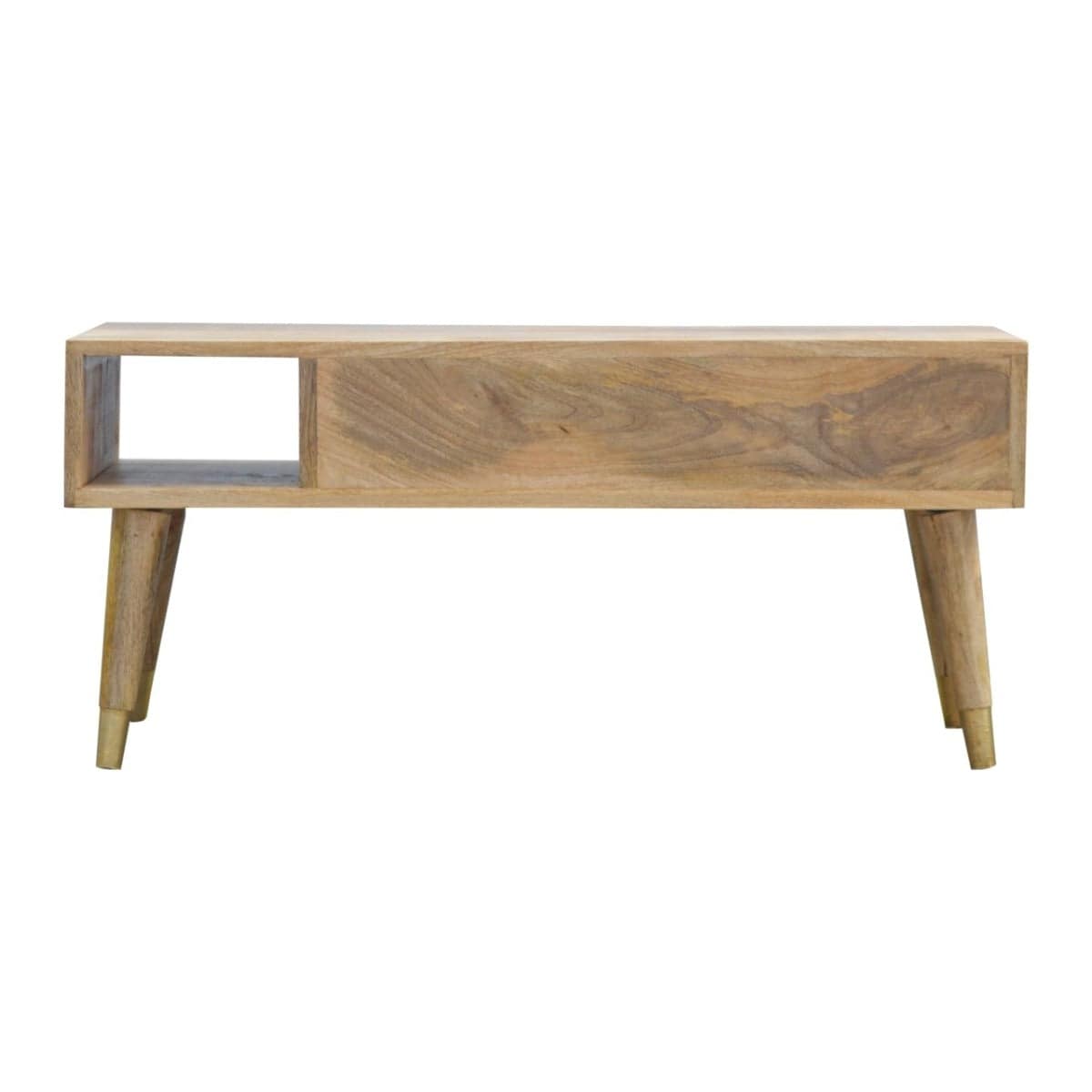 Oak-ish Gold Brass Inlay Media Unit TV Stand - Price Crash Furniture