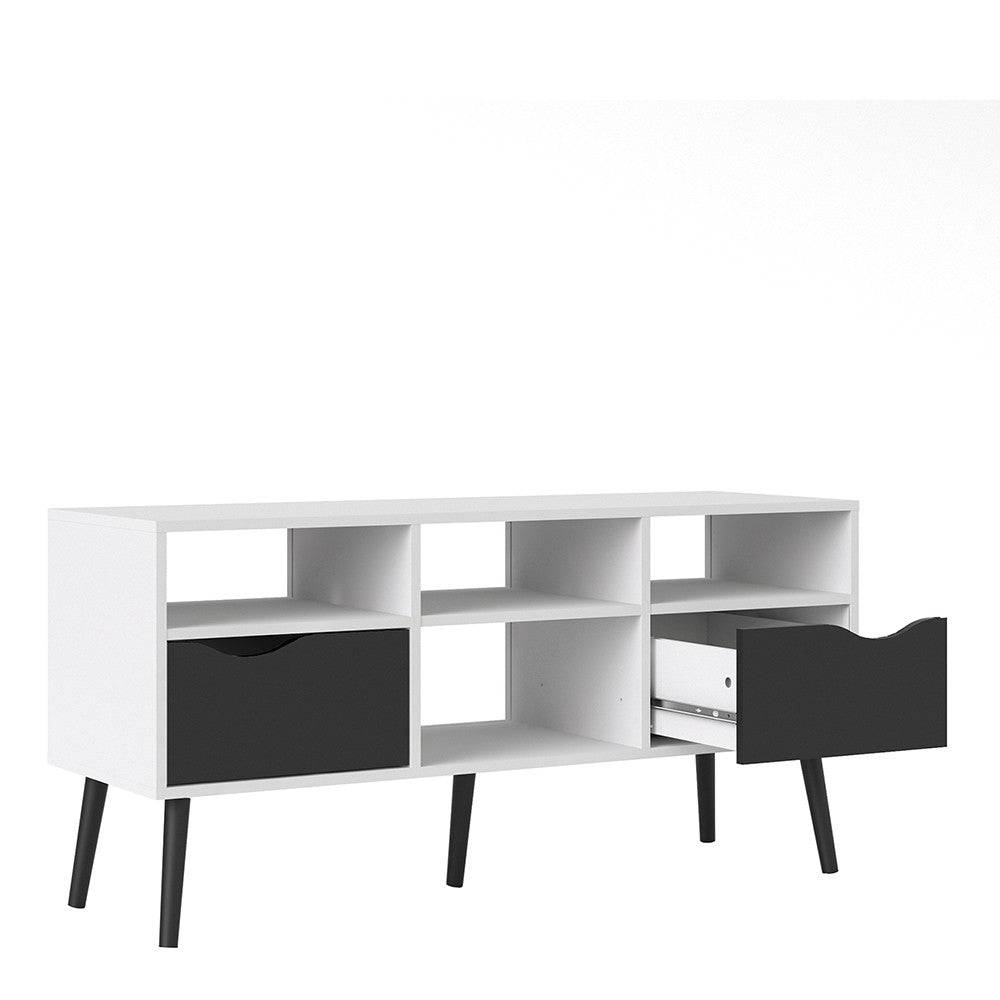 Oslo Sideboard - Small - 1 Drawer 2 Doors In White And Oak - Price Crash Furniture