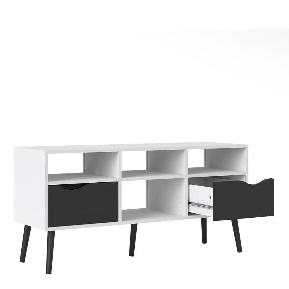 Oslo Sideboard - Small - 1 Drawer 2 Doors In White And Black - Price Crash Furniture