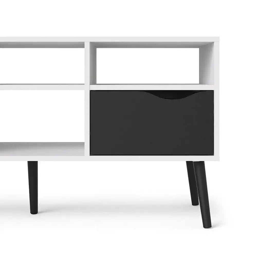 Oslo Sideboard - Small - 1 Drawer 2 Doors In White And Black - Price Crash Furniture