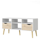 Oslo TV Unit - Wide - 2 Drawers 4 Shelves in White and Oak - Price Crash Furniture