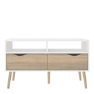 Oslo TV Unit - Wide - 2 Drawers 4 Shelves in White and Oak - Price Crash Furniture