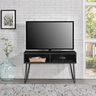 Owen Retro TV Stand In Black Oak Wood by Dorel - Price Crash Furniture