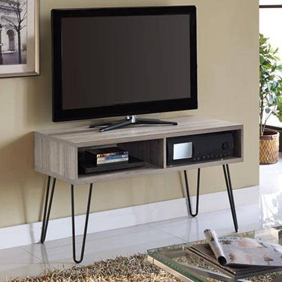 Owen Retro TV Stand In Distressed Grey Oak by Dorel - Price Crash Furniture