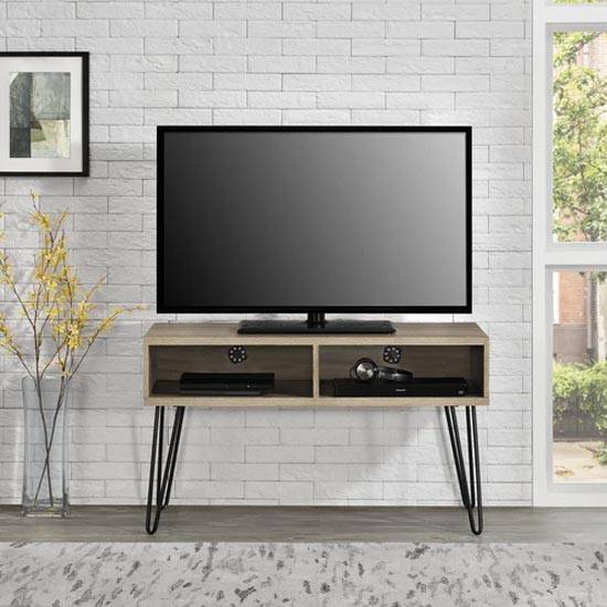 Owen Retro TV Stand In Rustic Oak Wood by Dorel - Price Crash Furniture