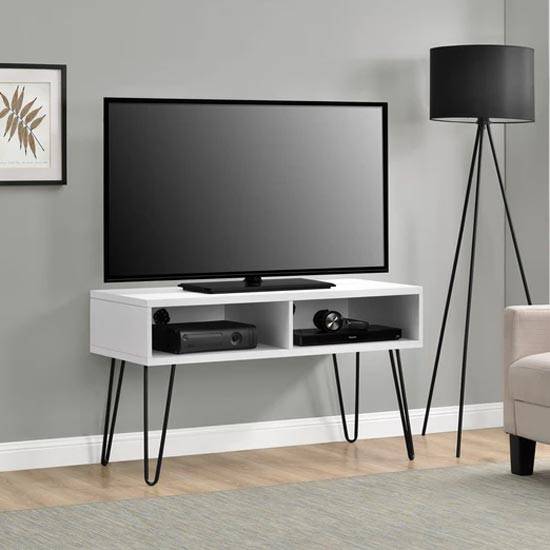 Owen Retro TV Stand In White Wood by Dorel - Price Crash Furniture