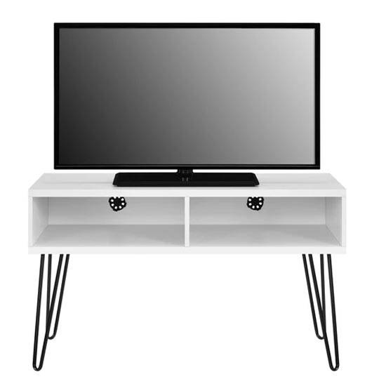 Owen Retro TV Stand In White Wood by Dorel - Price Crash Furniture