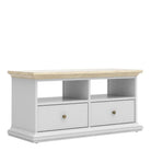 Paris TV Unit - 2 Shelves 2 Drawers In White And Oak - Price Crash Furniture