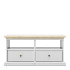 Paris TV Unit - 2 Shelves 2 Drawers In White And Oak - Price Crash Furniture