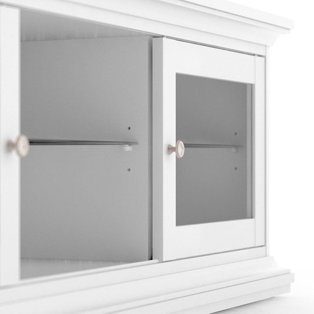 Paris TV Unit - Wide - 2 Doors 1 Shelf In White - Price Crash Furniture
