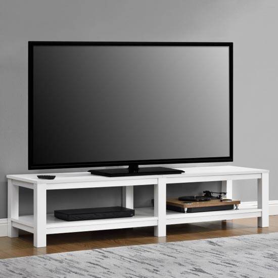 Parsons Wooden Large TV Stand In White by Dorel - Price Crash Furniture