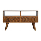 Pineapple Carved TV Stand in Chestnut-effect Mango Wood - Price Crash Furniture