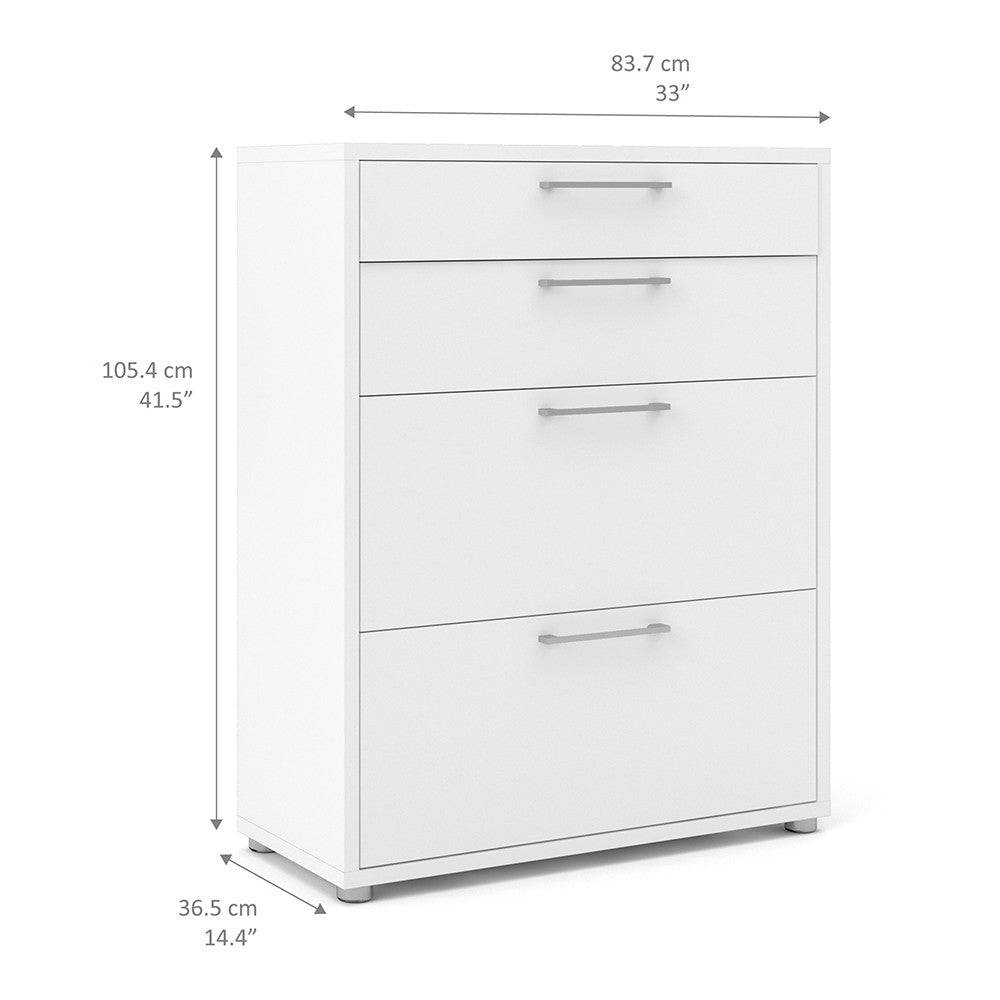 Prima Drawer Unit with 2 Drawers + 2 File Drawers in White - Price Crash Furniture