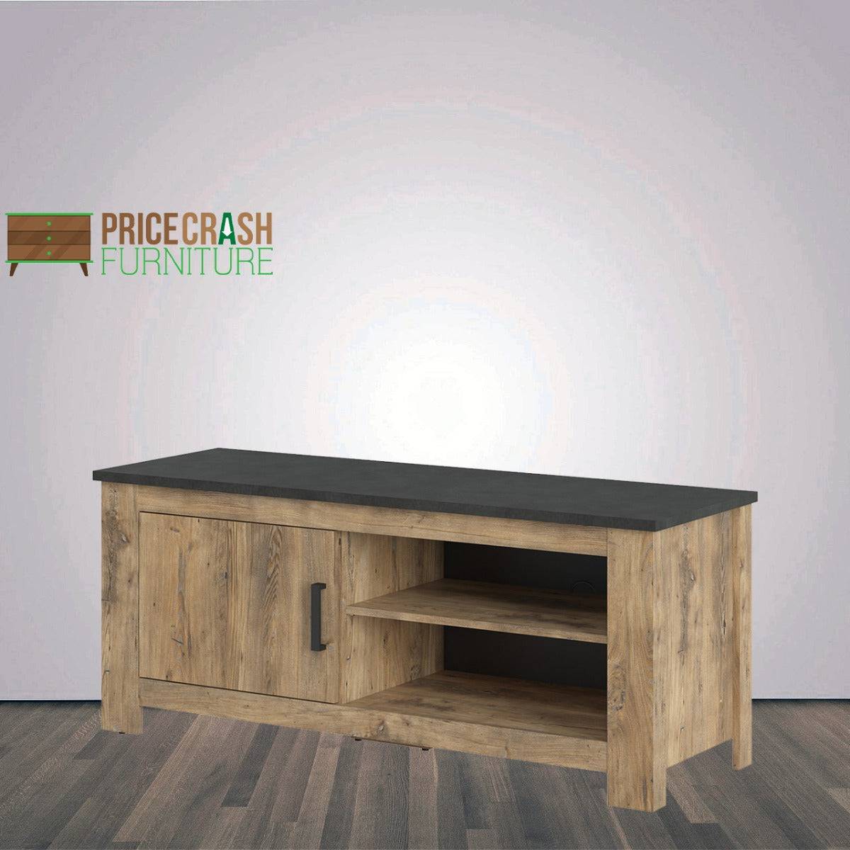 Rapallo 1 door 138 cm TV Cabinet in Chestnut and Matera Grey - Price Crash Furniture