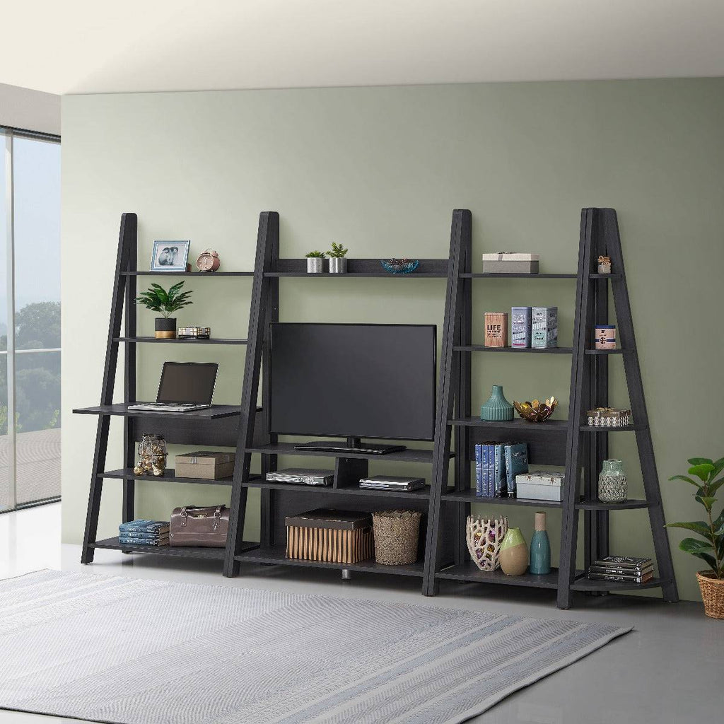 Riva Ladder TV Unit Stand in Black by TAD - Price Crash Furniture