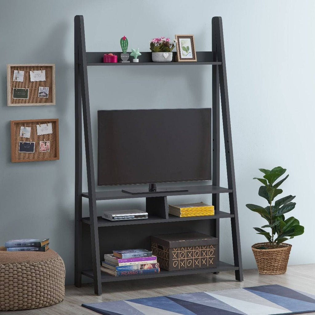 Riva Ladder TV Unit Stand in Dark Grey by TAD - Price Crash Furniture