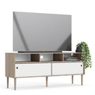 Rome TV Unit 2 Sliding Doors in Jackson Hickory Oak with Matt White - Price Crash Furniture