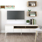 Roomers TV Unit 3 Drawers 1 Door in White and Oak - Price Crash Furniture