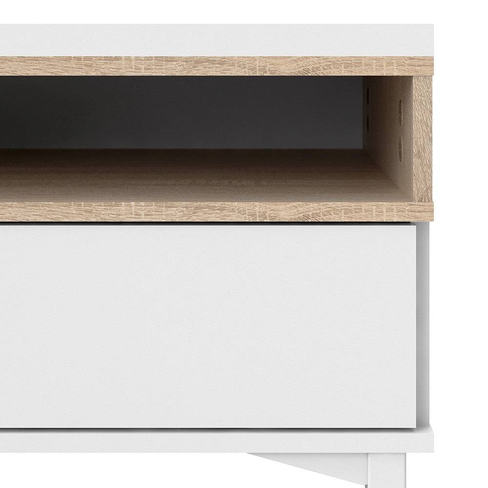 Roomers TV Unit 3 Drawers 1 Door in White and Oak - Price Crash Furniture