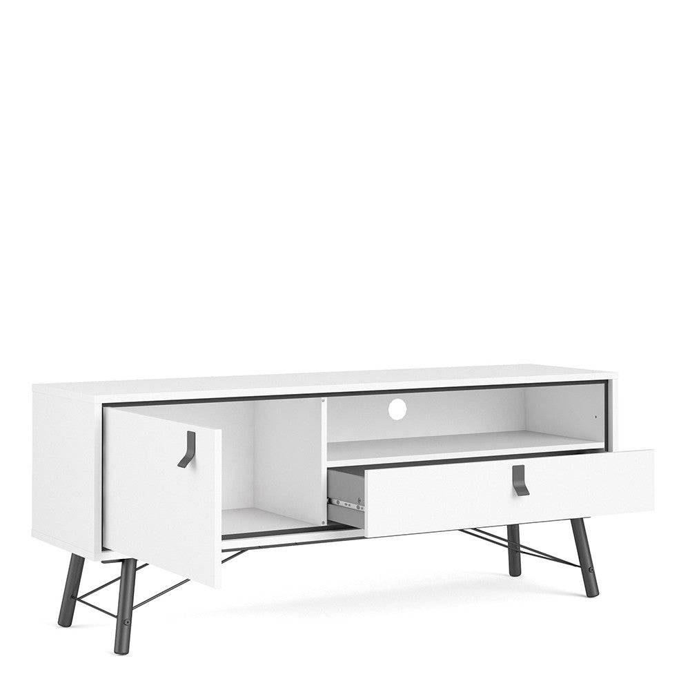 Ry TV Unit 1 Door + 1 Drawer in Matt White - Price Crash Furniture