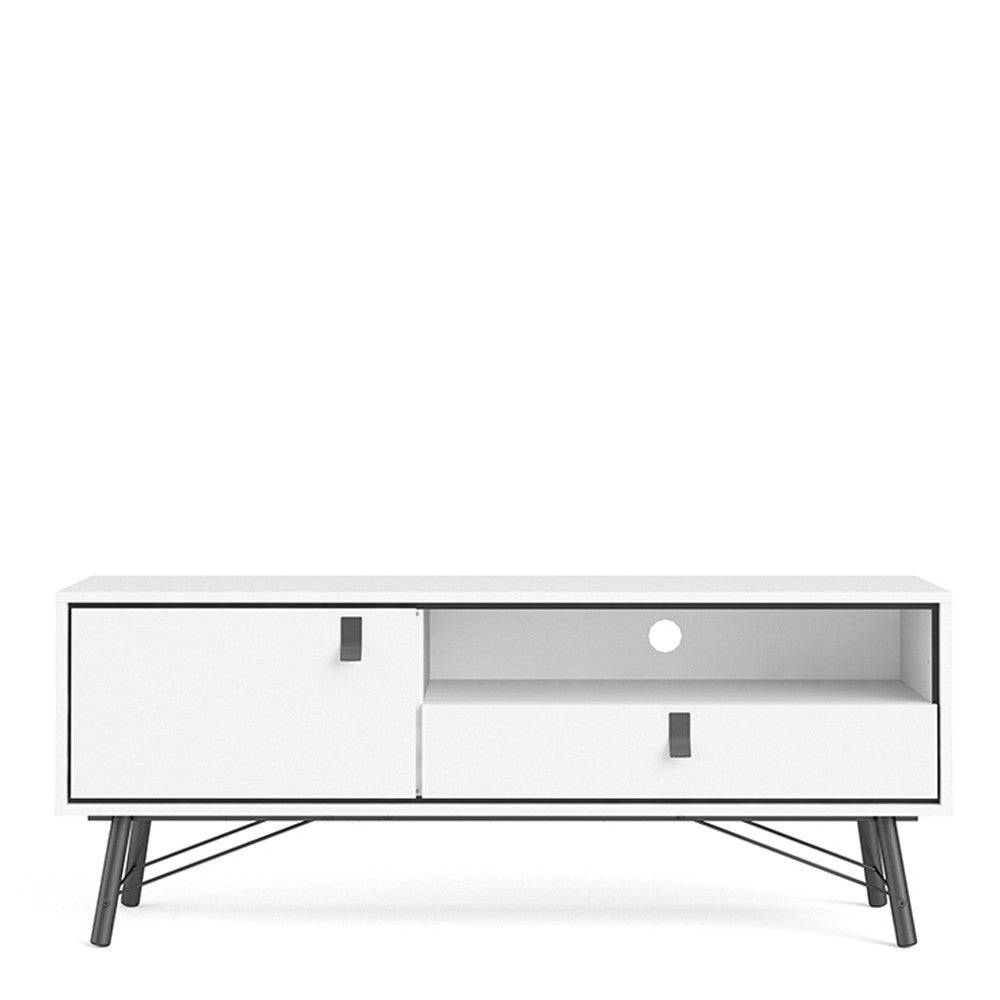 Ry TV Unit 1 Door + 1 Drawer in Matt White - Price Crash Furniture