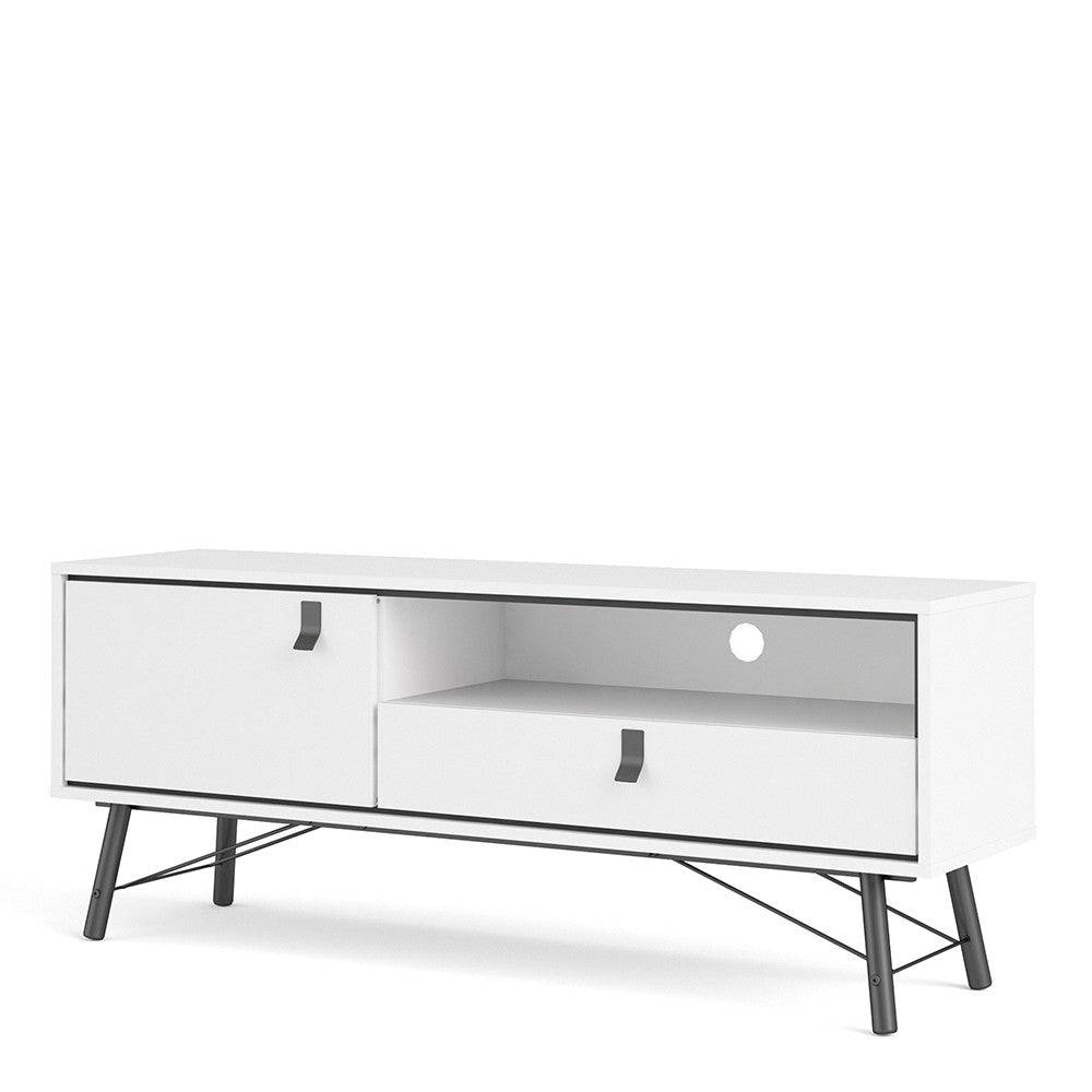 Ry TV Unit 1 Door + 1 Drawer in Matt White - Price Crash Furniture