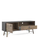 Ry TV Unit with 1 Door + 1 Drawer in Matt Black and Walnut - Price Crash Furniture