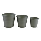 Set of 3 Round Metal Planters, Green - Price Crash Furniture