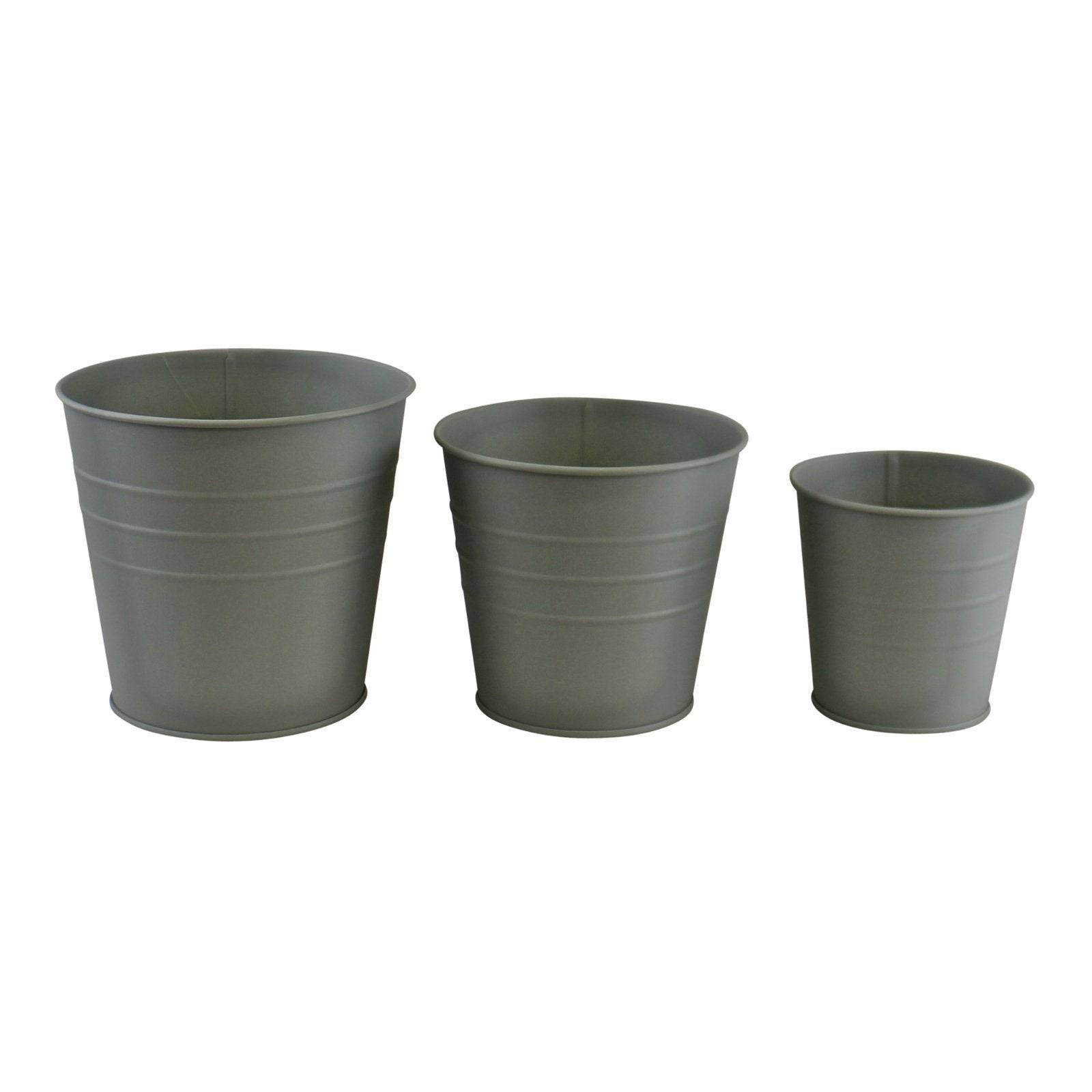 Set of 3 Round Metal Planters, Green - Price Crash Furniture