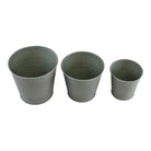 Set of 3 Round Metal Planters, Green - Price Crash Furniture