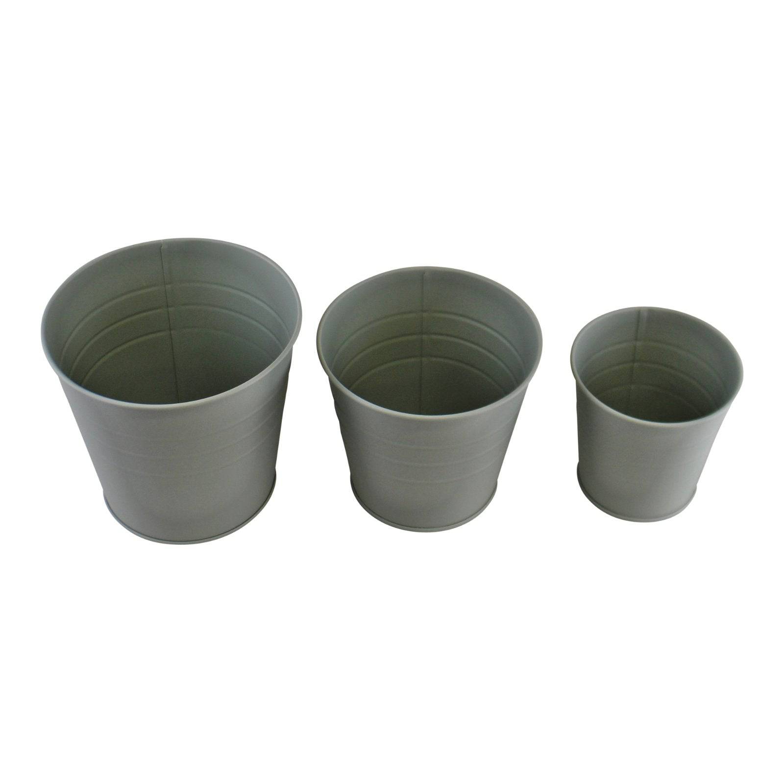 Set of 3 Round Metal Planters, Green - Price Crash Furniture