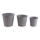 Set of 3 Round Metal Planters, Grey - Price Crash Furniture