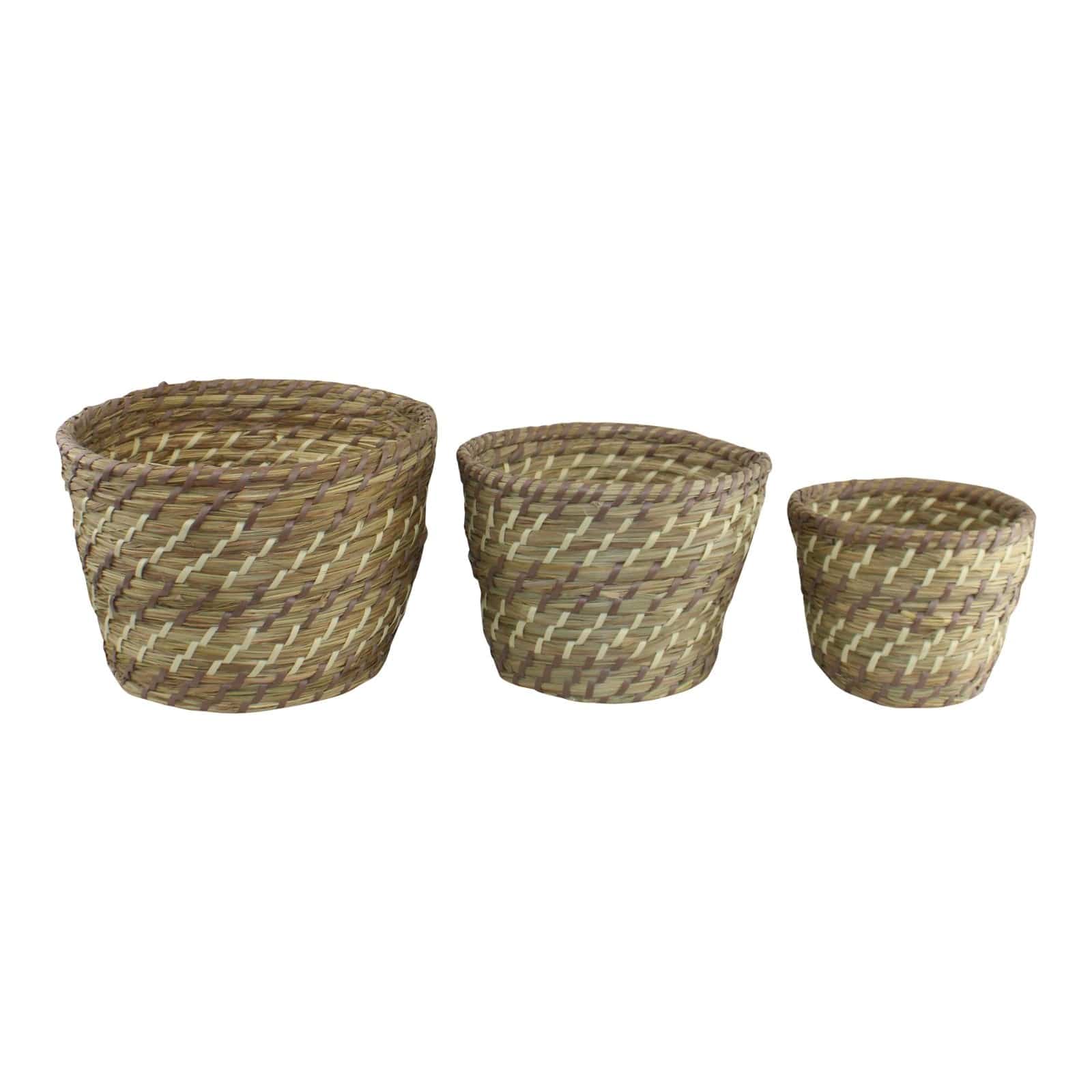 Set Of 3 Woven Grass Planters - Indoor Use - Price Crash Furniture