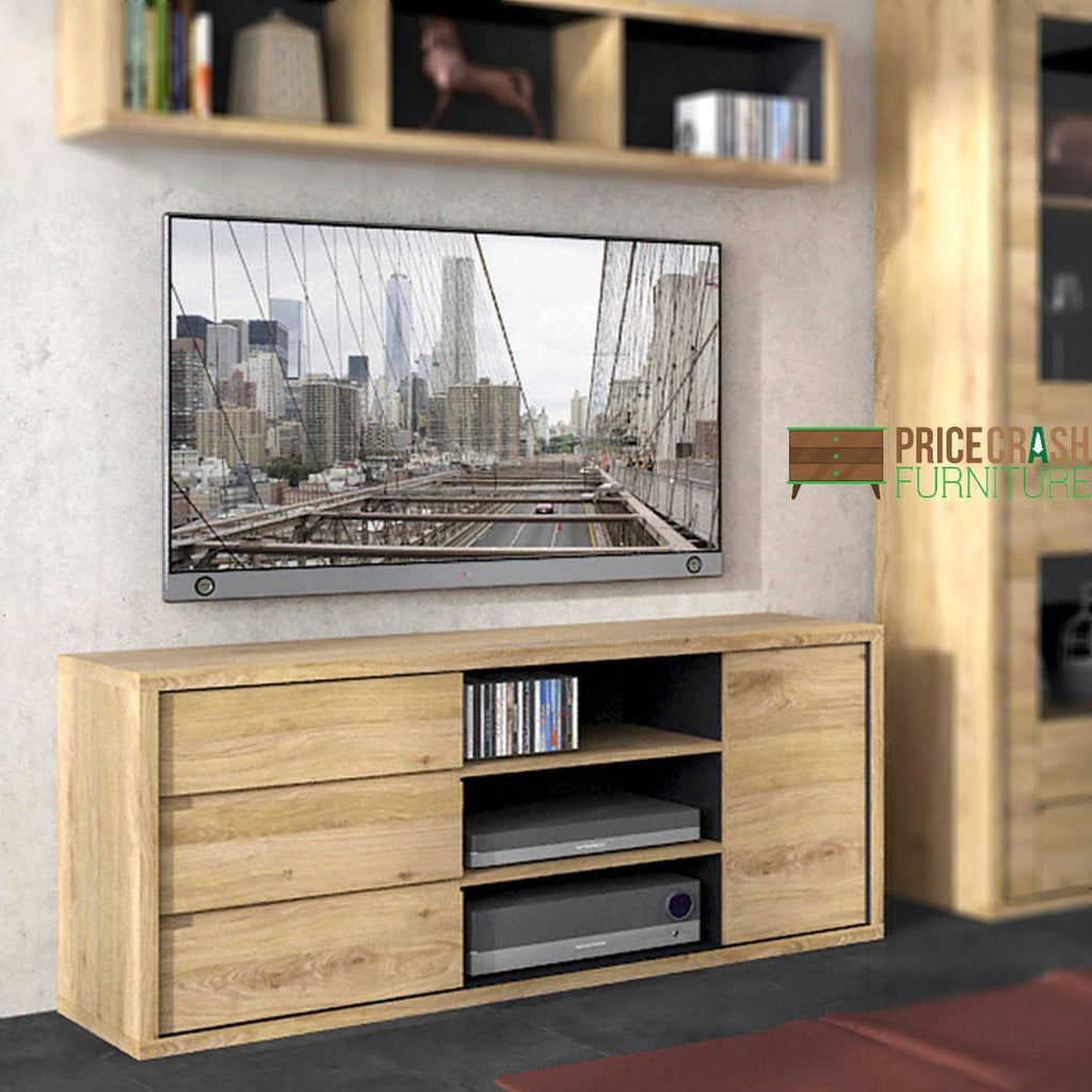 Shetland 1 Door 3 Drawer TV Cabinet - up to 60" TVs - Price Crash Furniture