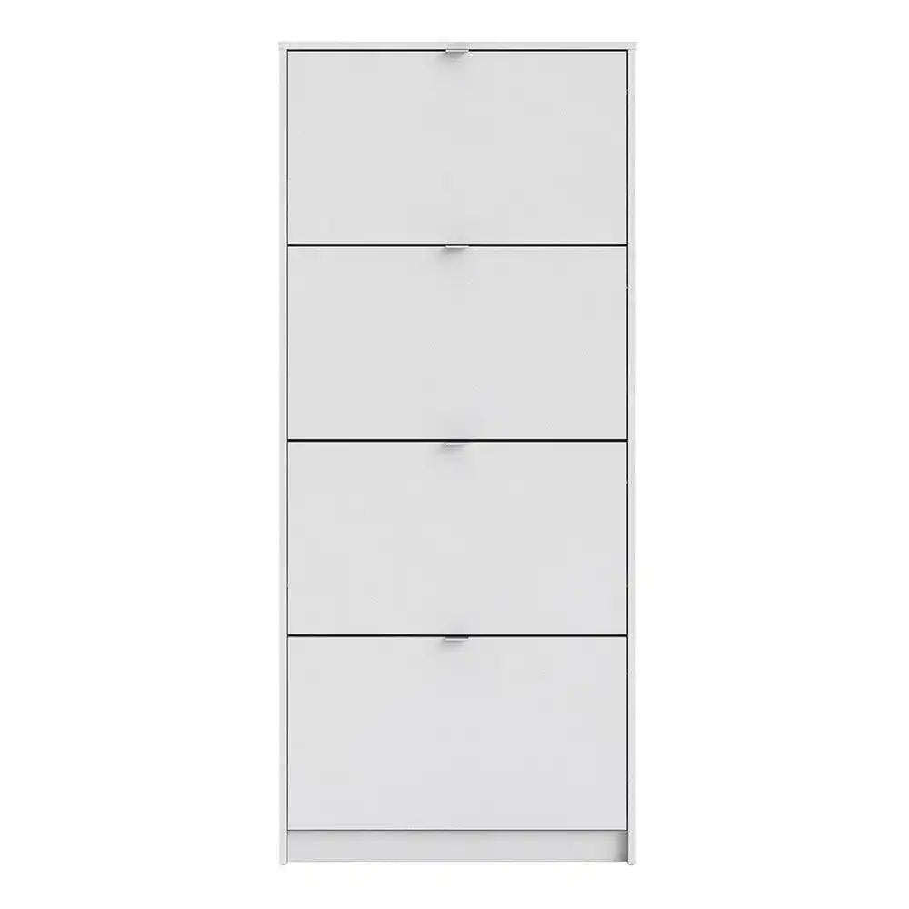 Shoe Cabinet: 4 compartments with 2 layers in Oak & White - Price Crash Furniture
