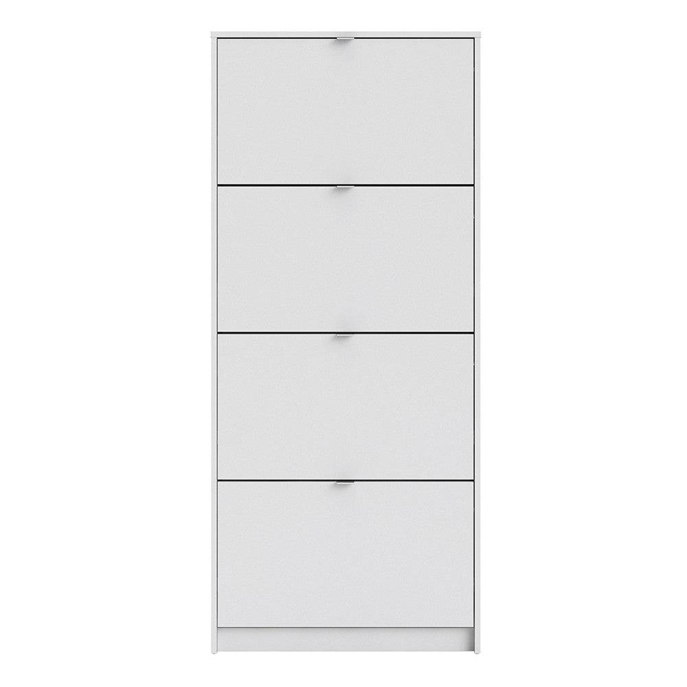 Shoe Cabinet: 4 compartments with 2 layers in Oak & White - Price Crash Furniture