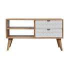 Sleek White Painted Carved Drawer Front Media Unit - Price Crash Furniture