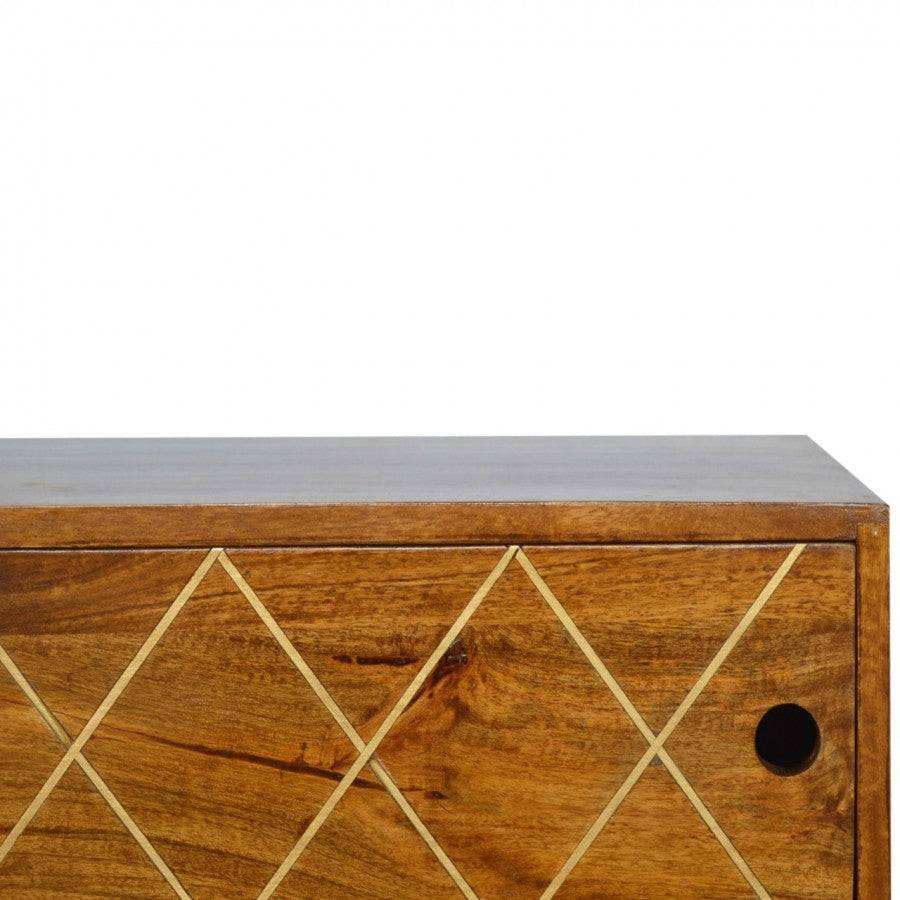 Sliding Brass Inlay Media Unit - Price Crash Furniture