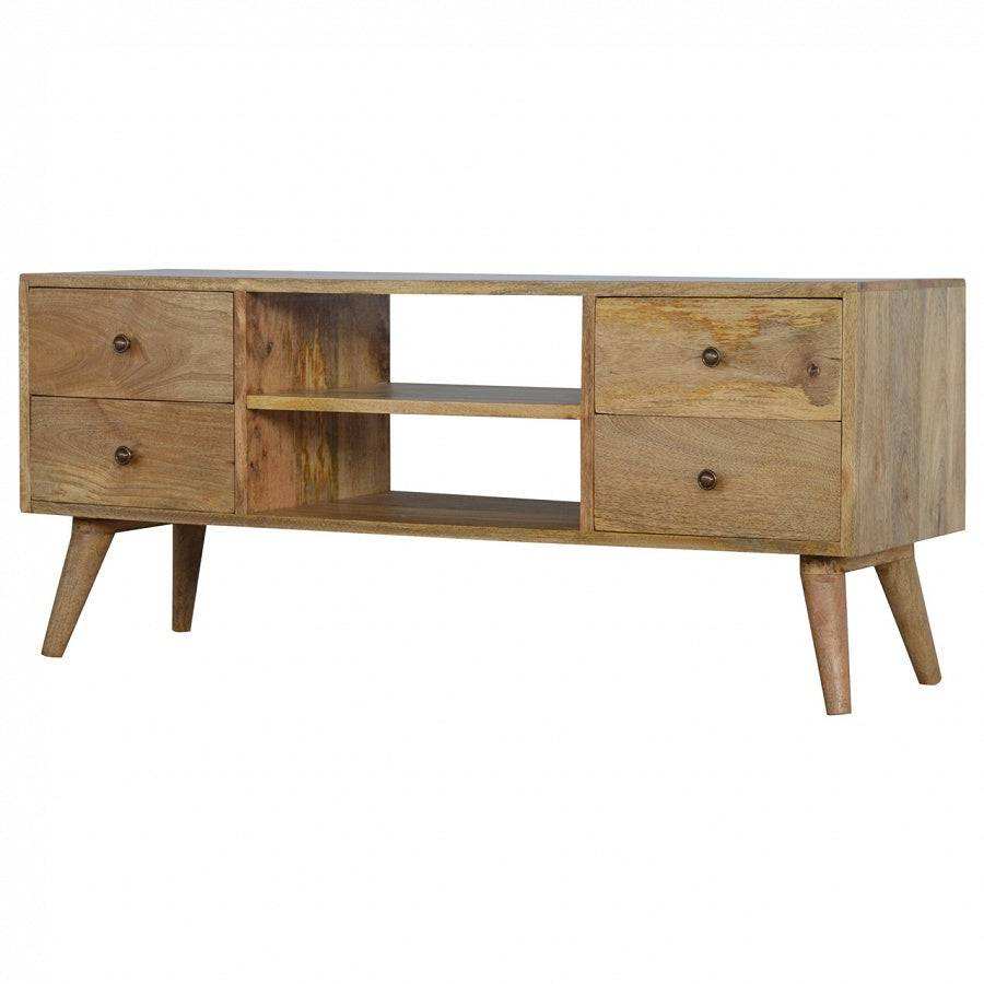 Solid Wood Nordic TV Stand / Media Unit With 4 Drawers - Price Crash Furniture