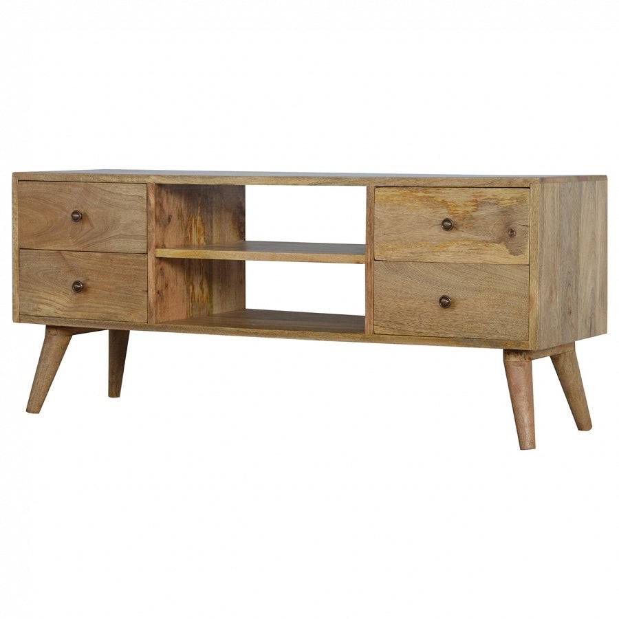 Solid Wood Nordic TV Stand / Media Unit With 4 Drawers - Price Crash Furniture