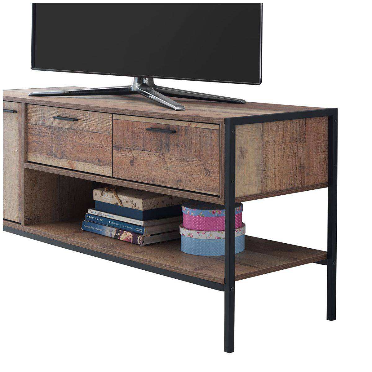 Stretton TV Cabinet Stand with 1 Door and 2 Drawers by TAD - Price Crash Furniture