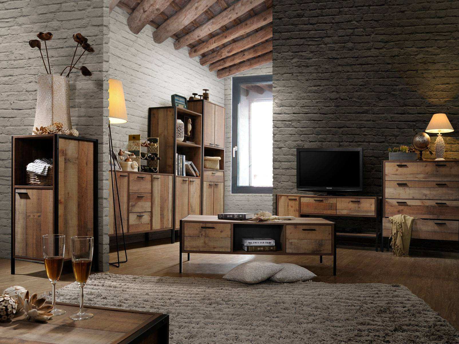 Stretton TV Cabinet Stand with 1 Door and 2 Drawers by TAD - Price Crash Furniture