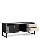 Stubbe TV Unit 1+2 Drawers And Open Shelf In Matt Black Oak - Price Crash Furniture