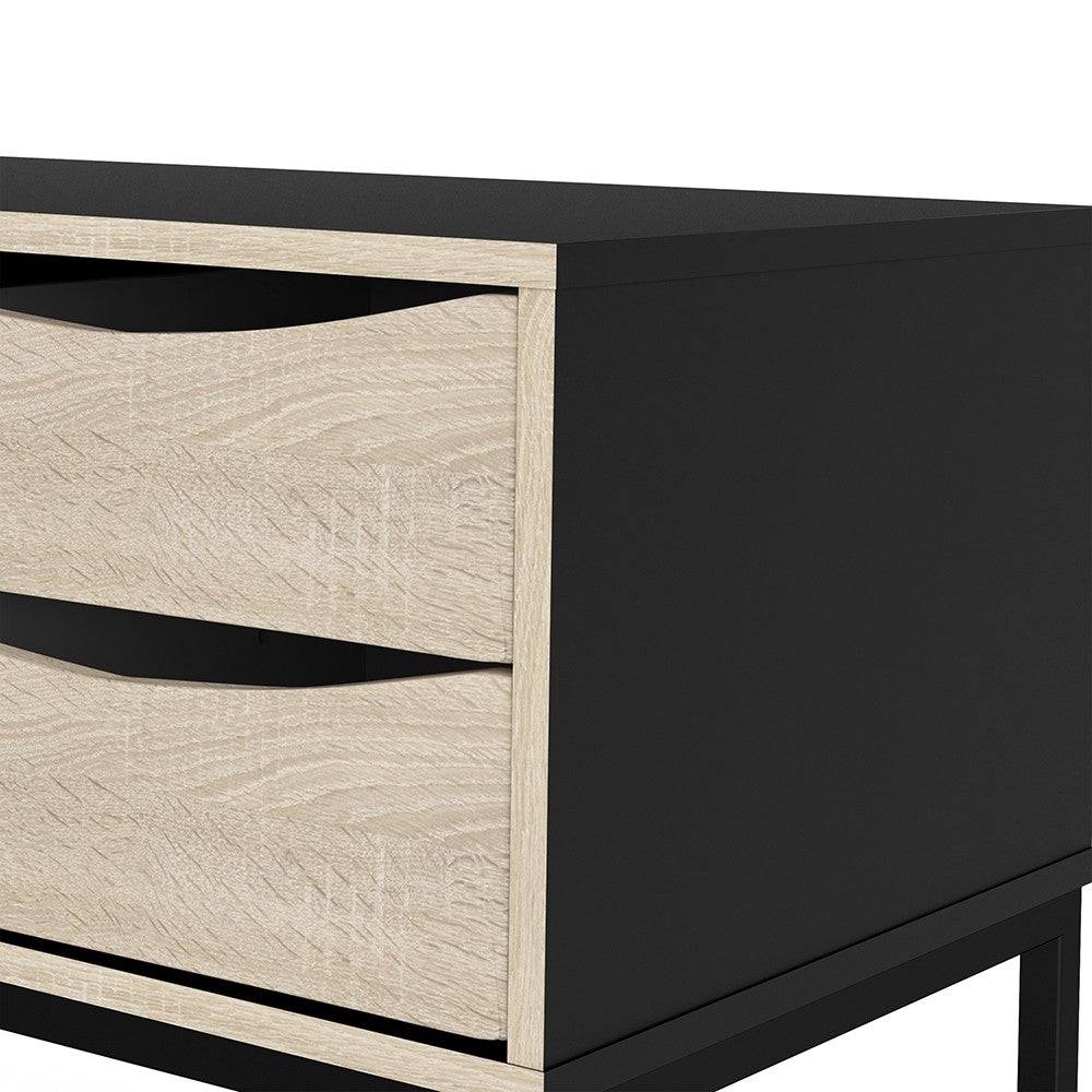 Stubbe TV Unit 1+2 Drawers And Open Shelf In Matt Black Oak - Price Crash Furniture