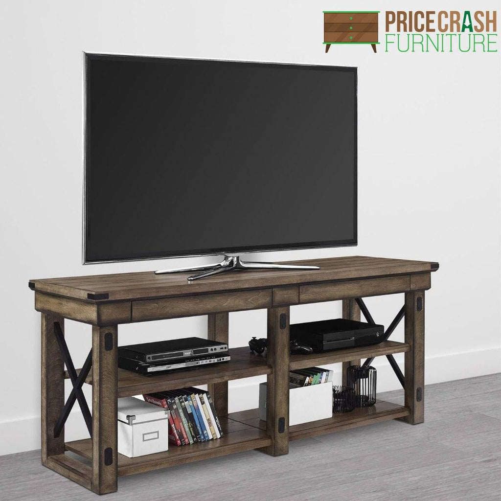 Wildwood Rustic 65" TV Stand in Rustic Grey by Dorel - Price Crash Furniture